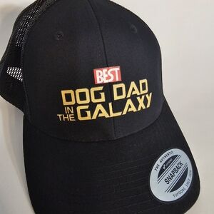 Best Dog Dad in the Galaxy Black and Gold Cap
